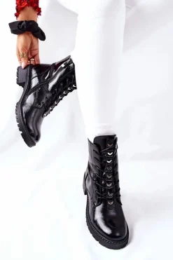 New Buty damskie Vinceza Botki Damskie Lakierowane Czarne Myroe