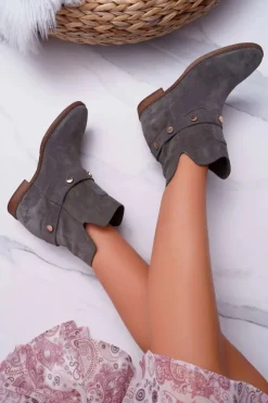 Laura Messi Botki Wiosenne|Botki Na Koturnie*Botki Damskie 1890 Skóra Zamsz Oliwkowe Darmah