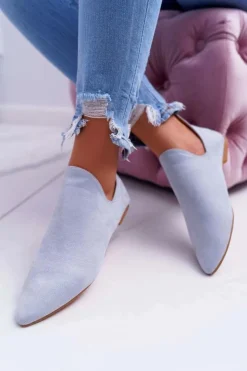 Damskie Boto Botki Damskie Lu Boo Z Wycięciami Błękitne Chelsea