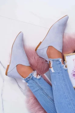 Damskie Boto Botki Damskie Lu Boo Z Wycięciami Błękitne Chelsea