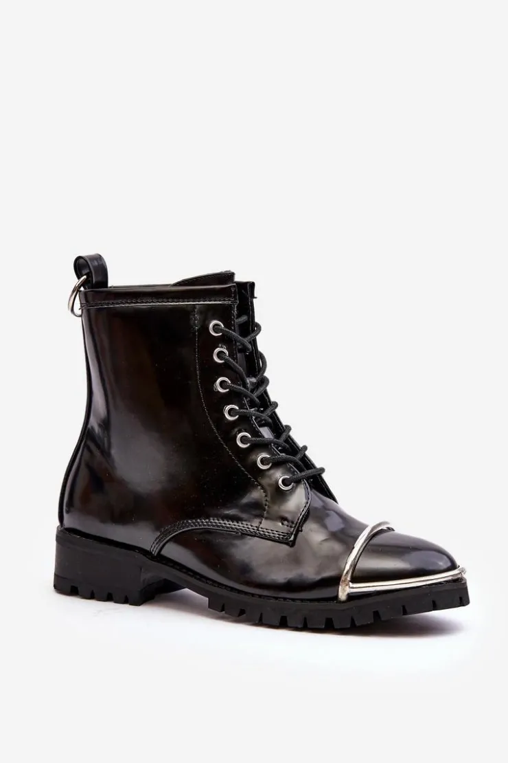 Discount Boto Botki Damskie Lu Boo Czarne Workery ze Stalową Oprawą Jacksy