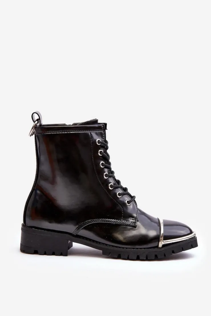 Discount Boto Botki Damskie Lu Boo Czarne Workery ze Stalową Oprawą Jacksy