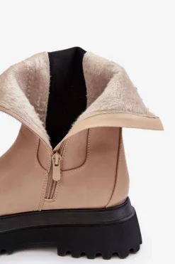 Boto Brązowe I Beżowe Botki|Botki Workery*Botki Damskie Masywna Platforma Beżowe Beatrice