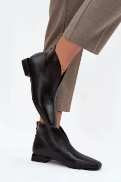 Hot Boto Botki Damskie Na Delikatnym Obcasie Czarne Elvienne