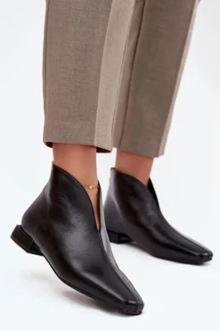 Hot Boto Botki Damskie Na Delikatnym Obcasie Czarne Elvienne