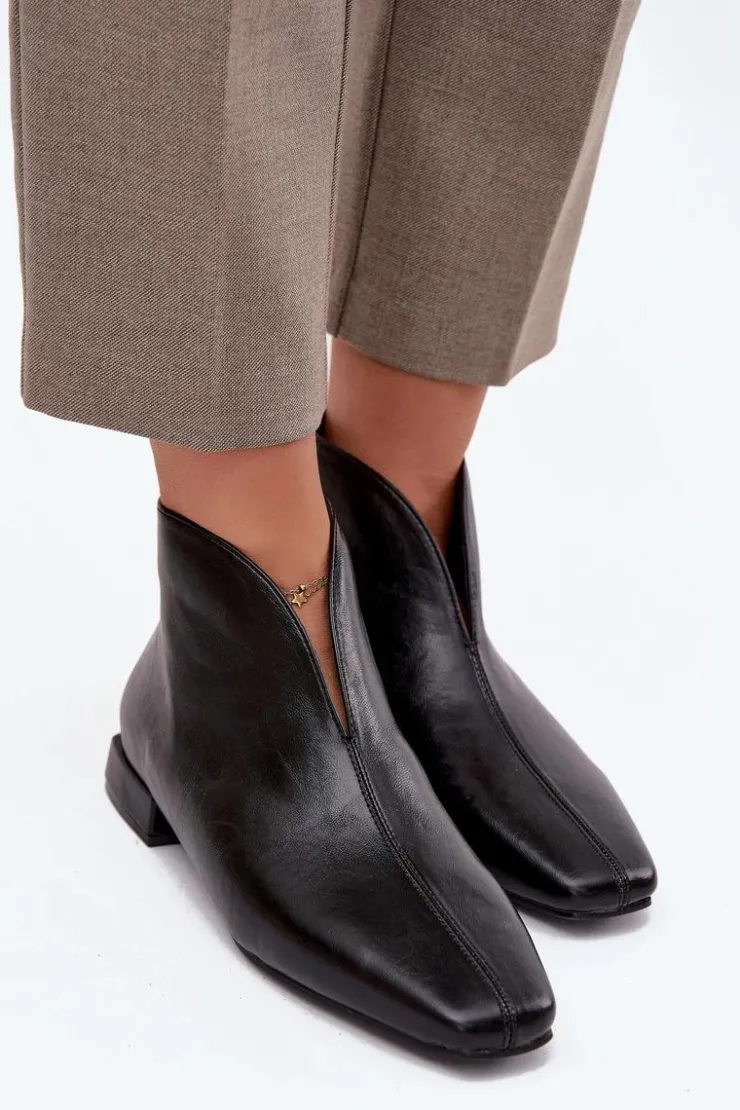 Hot Boto Botki Damskie Na Delikatnym Obcasie Czarne Elvienne