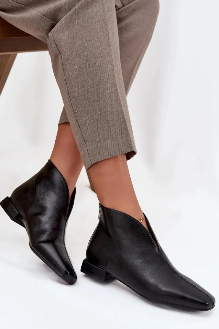 Hot Boto Botki Damskie Na Delikatnym Obcasie Czarne Elvienne