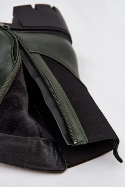 Damskie Boto Botki Damskie Na Klocku Eko Skórzane Ciemnozielone Kyra