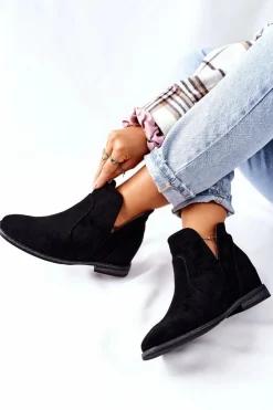 Sale Damskie buty S.Barski Botki Damskie Na Koturnie S.Barski Joiva Czarne