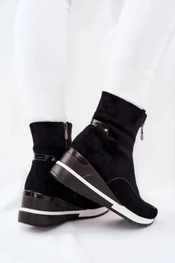 Buty damskie Vinceza Botki Na Koturnie|Czarne Botki*Botki Damskie na Koturnie Czarne Glenvar