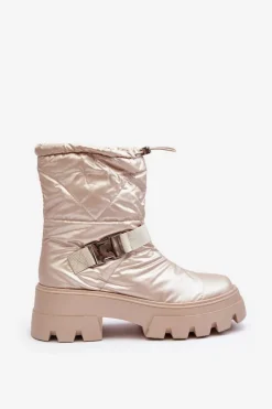 Clearance Boto Botki Damskie Na Masywnej Podeszwie I Płaskim Obcasie Beżowe Werikse Beżowy