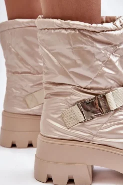 Clearance Boto Botki Damskie Na Masywnej Podeszwie I Płaskim Obcasie Beżowe Werikse Beżowy