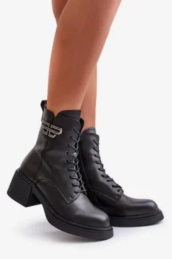 Buty damskie Vinceza Botki Ocieplane|Botki Skórzane*Botki Damskie Na Masywnym Obcasie Ocieplane Ze Skóry Naturalnej Czarne Vinceza 66682