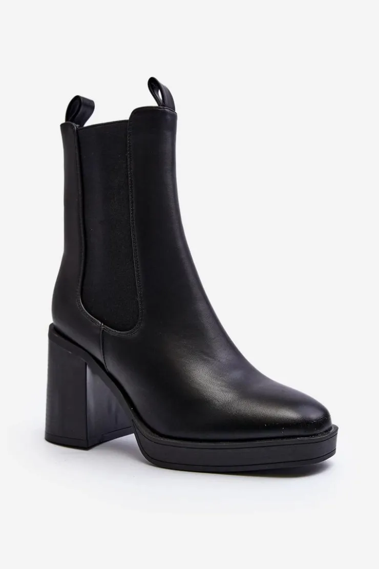Boto Czarne Botki|Botki Na Obcasie*Botki Damskie Na Masywnym Obcasie Czarne Piovere