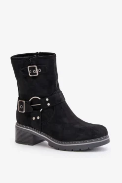 Boto Brązowe I Beżowe Botki|Botki Na Obcasie*Botki Damskie Na Niskim Obcasie Z Klamrami Czarne Zudra Czarny