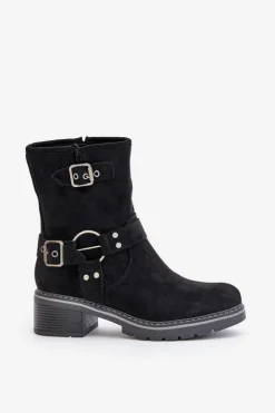 Boto Brązowe I Beżowe Botki|Botki Na Obcasie*Botki Damskie Na Niskim Obcasie Z Klamrami Czarne Zudra Czarny