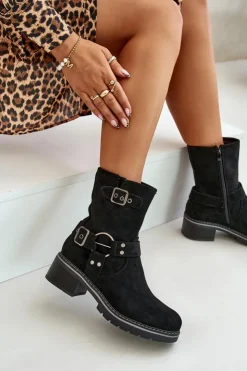 Boto Brązowe I Beżowe Botki|Botki Na Obcasie*Botki Damskie Na Niskim Obcasie Z Klamrami Czarne Zudra Czarny