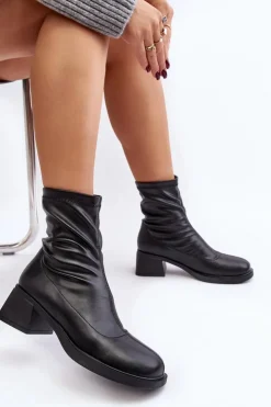 Evento Botki Ocieplane|Czarne Botki*Botki Damskie Na Niskim Obcasie Czarne Aphroteia