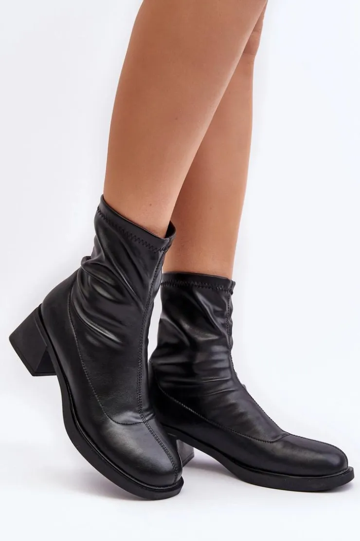 Evento Botki Ocieplane|Czarne Botki*Botki Damskie Na Niskim Obcasie Czarne Aphroteia