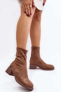 Evento Botki Ocieplane|Czarne Botki*Botki Damskie Na Niskim Obcasie Brązowe Aphroteia Brązowy