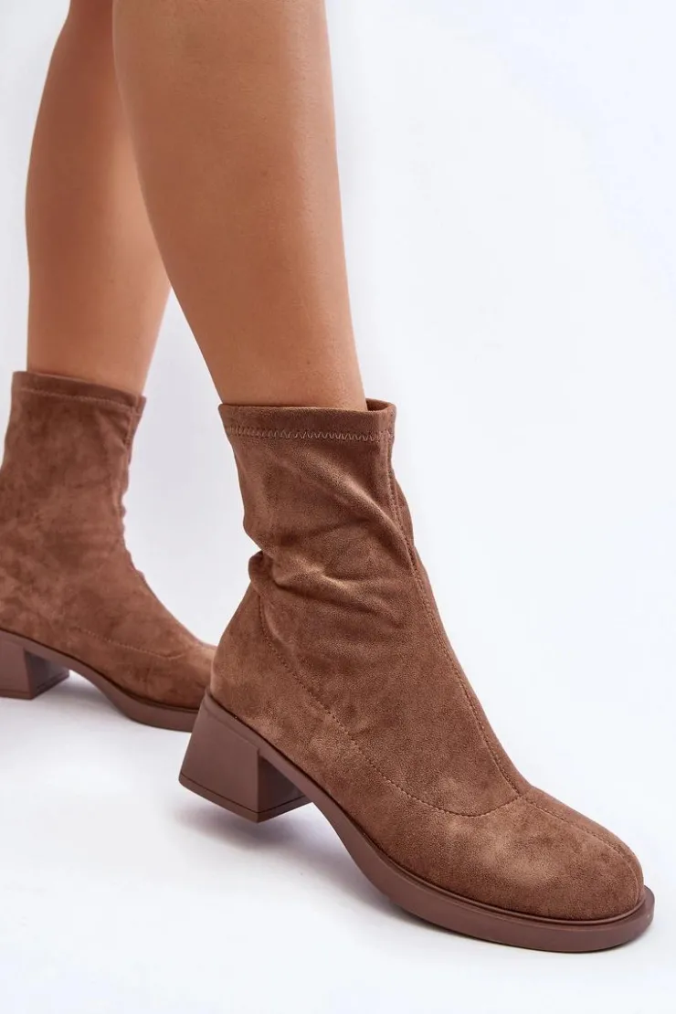 Evento Botki Ocieplane|Czarne Botki*Botki Damskie Na Niskim Obcasie Brązowe Aphroteia Brązowy