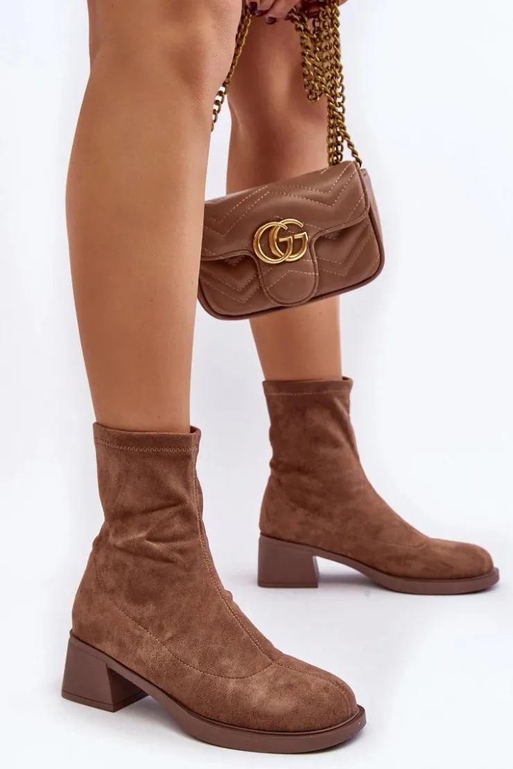 Evento Botki Ocieplane|Czarne Botki*Botki Damskie Na Niskim Obcasie Brązowe Aphroteia Brązowy