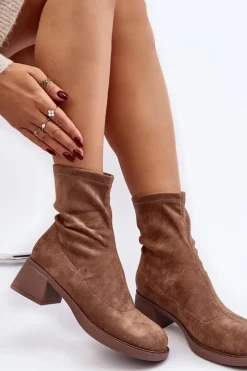 Evento Botki Ocieplane|Czarne Botki*Botki Damskie Na Niskim Obcasie Brązowe Aphroteia Brązowy