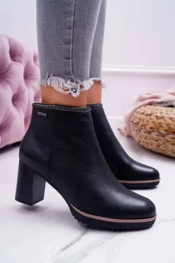 Big Star Shoes Botki Na Słupku|Botki Zimowe Damskie*Botki Damskie Na Obcasie Skóra Big Star Czarne BB274618