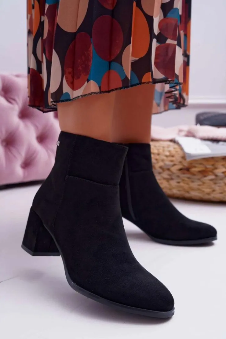 Best Buty Sergio Leone Botki Damskie Na Obcasie Sergio Leone Czarne BT522