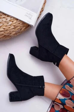 Best Buty Sergio Leone Botki Damskie Na Obcasie Sergio Leone Czarne BT522