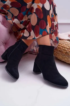 Best Buty Sergio Leone Botki Damskie Na Obcasie Sergio Leone Czarne BT522