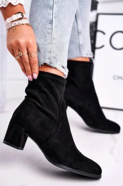 Buty Sergio Leone Botki Wiosenne|Botki Na Słupku*Botki Damskie Na Obcasie Sergio Leone Czarne BT151