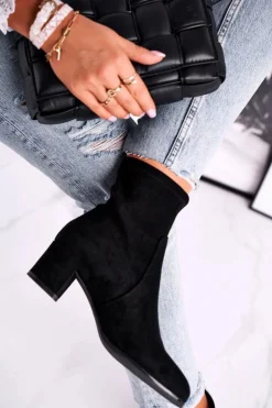 Buty Sergio Leone Botki Wiosenne|Botki Na Słupku*Botki Damskie Na Obcasie Sergio Leone Czarne BT151