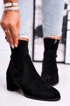 Buty Sergio Leone Botki Wiosenne|Botki Na Słupku*Botki Damskie Na Obcasie Sergio Leone Czarne BT151