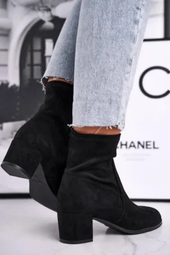 Buty Sergio Leone Botki Wiosenne|Botki Na Słupku*Botki Damskie Na Obcasie Sergio Leone Czarne BT151