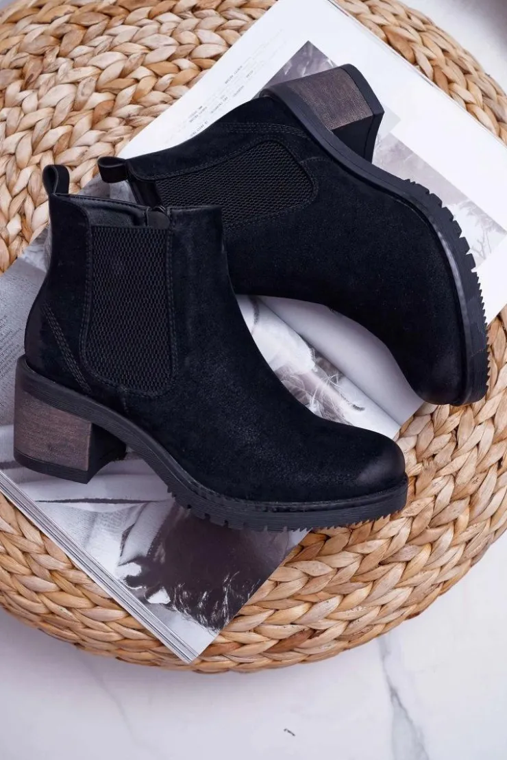 Damskie Buty Sergio Leone Botki Damskie Na Obcasie Sergio Leone Czarne BR BT702