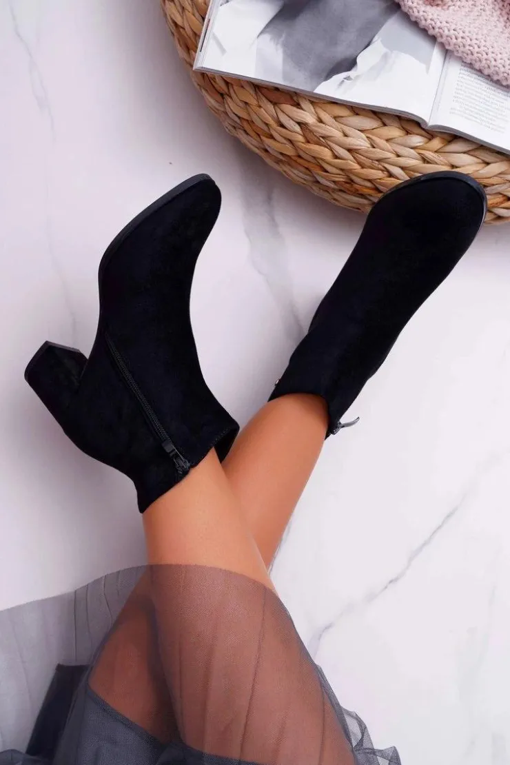 Damskie Buty Sergio Leone Botki Damskie Na Obcasie Sergio Leone Czarne BT520