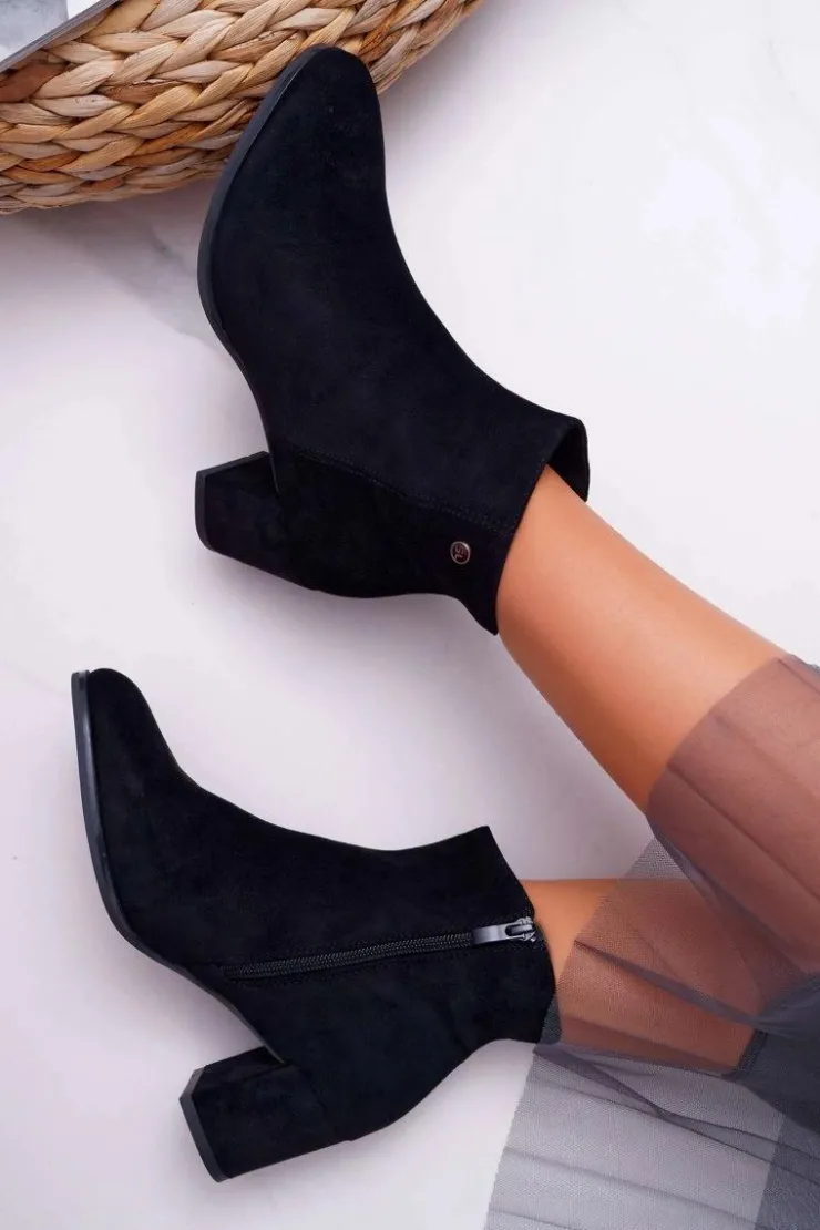 Damskie Buty Sergio Leone Botki Damskie Na Obcasie Sergio Leone Czarne BT520