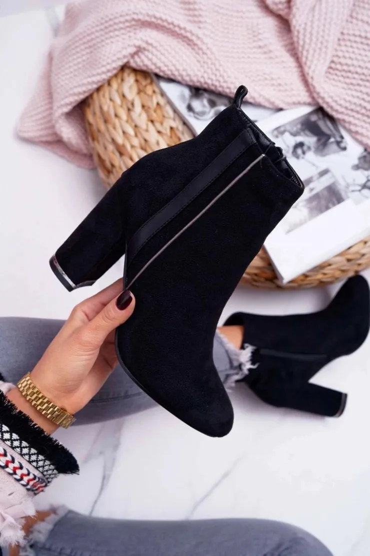 Boto Botki Na Słupku|Botki Zimowe Damskie*Botki Damskie Na Obcasie Czarne Domeno