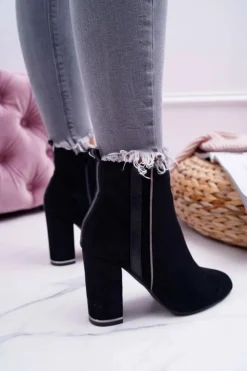 Boto Botki Na Słupku|Botki Zimowe Damskie*Botki Damskie Na Obcasie Czarne Domeno