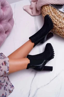 Boto Botki Na Słupku|Botki Zimowe Damskie*Botki Damskie Na Obcasie Czarne Mondego