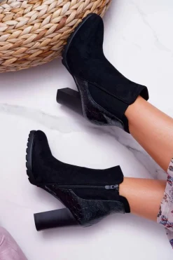 Boto Botki Na Słupku|Botki Zimowe Damskie*Botki Damskie Na Obcasie Czarne Mondego