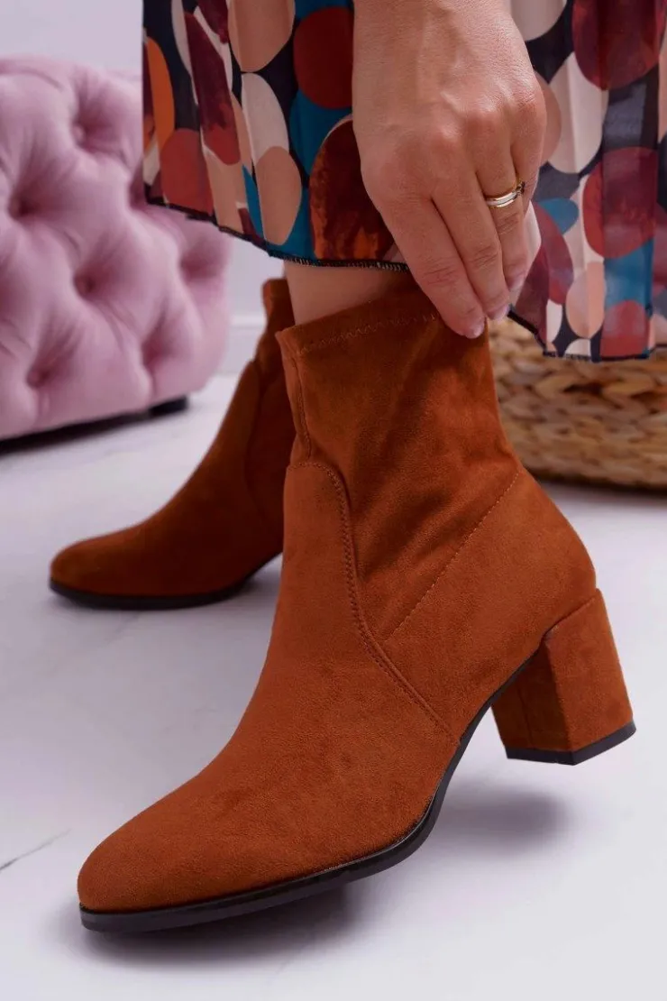 Damskie Buty Sergio Leone Botki Damskie Na Obcasie Sergio Leone Wsuwane Camel LikeStar