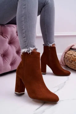 Clearance Boto Botki Damskie Na Obcasie Camel Sadie