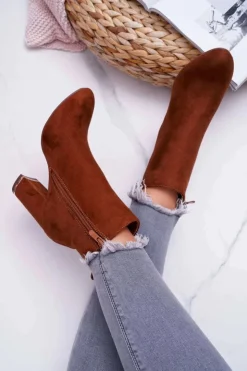 Clearance Boto Botki Damskie Na Obcasie Camel Sadie