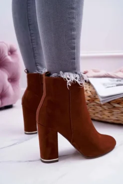 Clearance Boto Botki Damskie Na Obcasie Camel Sadie