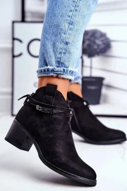 Buty damskie Vinceza Botki Na Słupku|Czarne Botki*Botki Damskie Na Obcasie Ocieplane Czarne Fevim