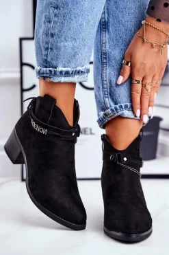 Buty damskie Vinceza Botki Na Słupku|Czarne Botki*Botki Damskie Na Obcasie Ocieplane Czarne Fevim