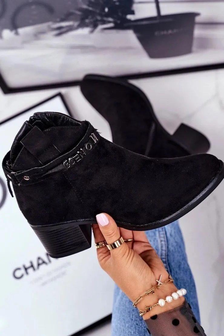 Buty damskie Vinceza Botki Na Słupku|Czarne Botki*Botki Damskie Na Obcasie Ocieplane Czarne Fevim