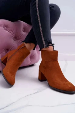 Damskie Buty Sergio Leone Botki Damskie Na Obcasie Sergio Leone Camel BT522